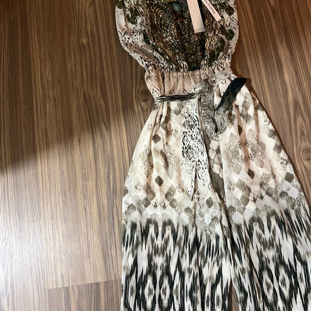 Silk/Poly strapless jumpsuit